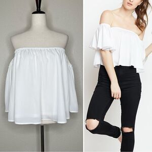 San Joy White Off Shoulder Top
